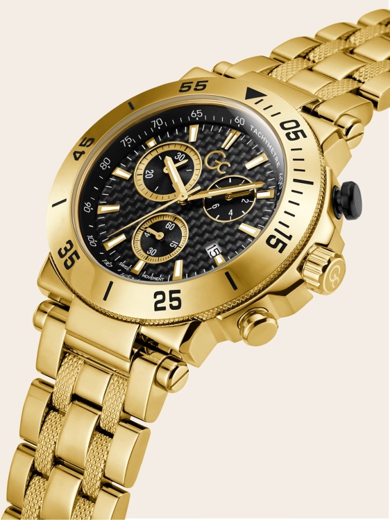 черен часовник Guess Gc стоманен хронограф
