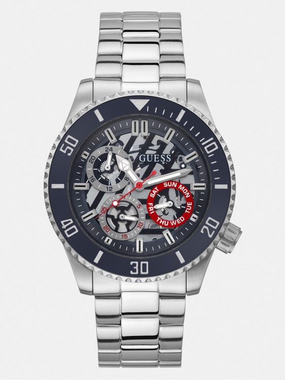 черен многофункционален стоманен часовник Guess