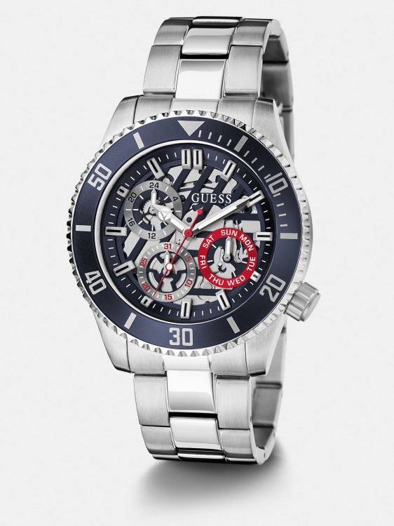 черен многофункционален стоманен часовник Guess