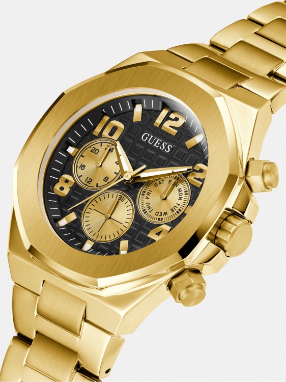 многофункционален стоманен часовник бял Guess