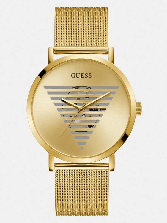стоманен аналогов часовник Guess черен