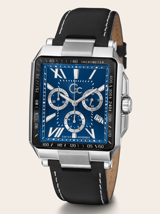 сребрен Gc кварцов хронограф часовник Guess