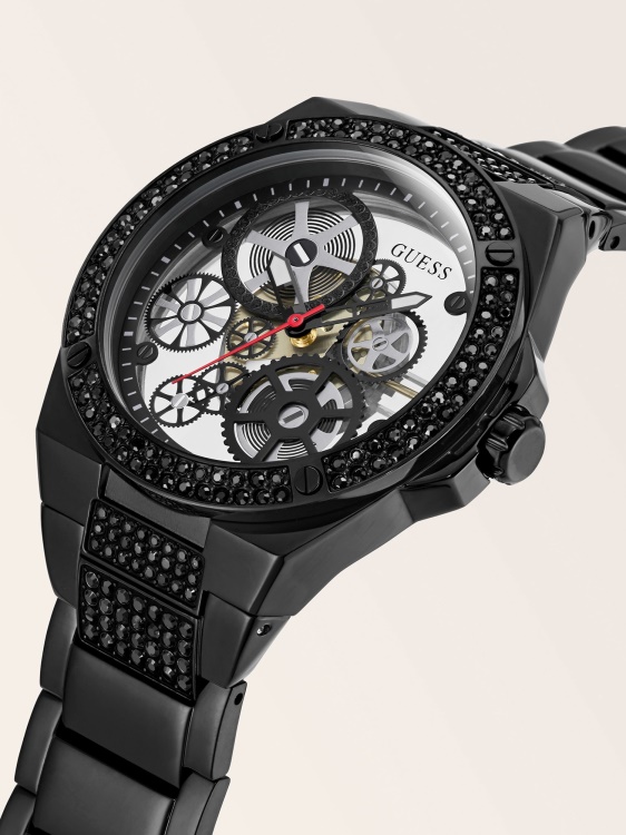 кристален аналогов часовник Guess черен