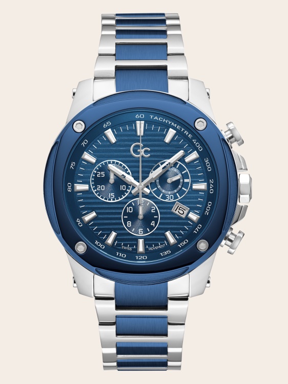 сребърен часовник Guess Gc стоманен хронограф нова тенденция