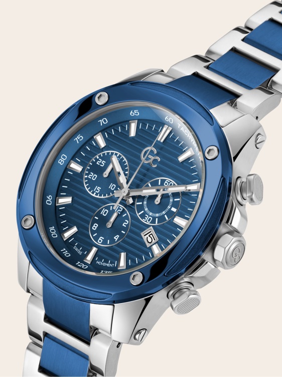 сребърен часовник Guess Gc стоманен хронограф нова тенденция