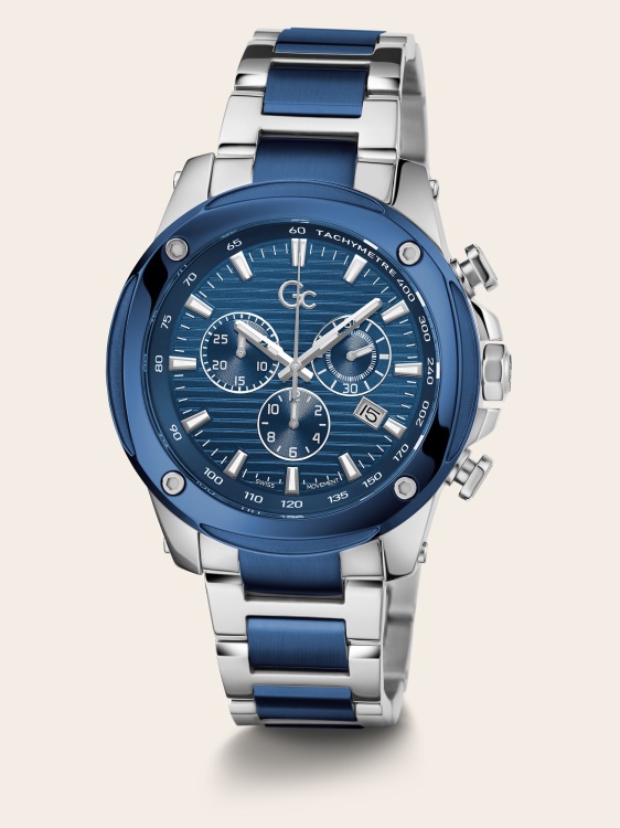 сребърен часовник Guess Gc стоманен хронограф нова тенденция