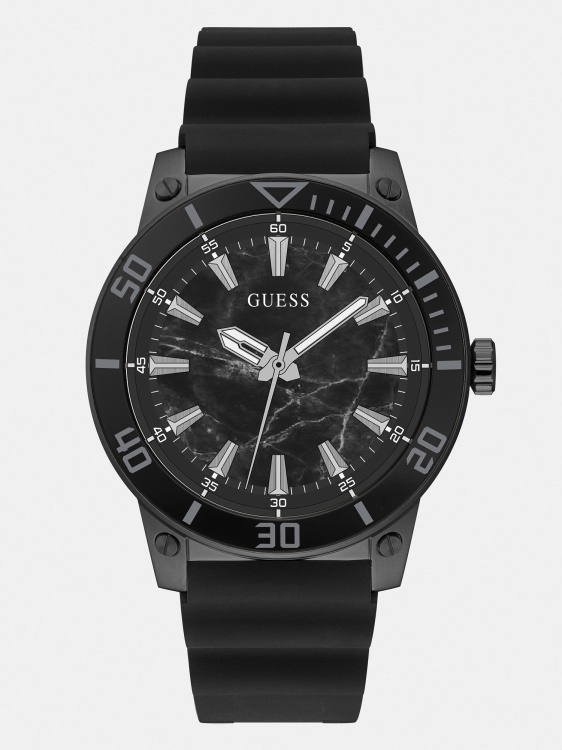 черен силиконов аналогов часовник Guess