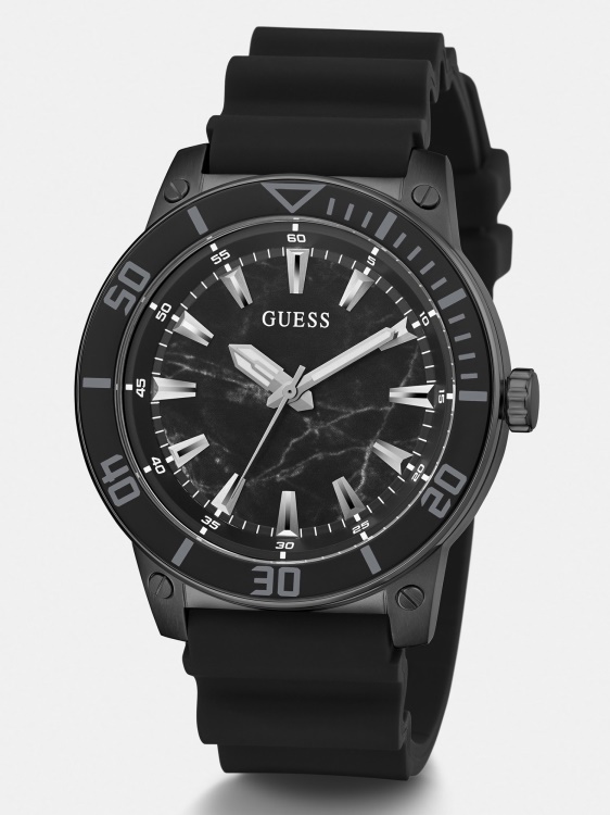 черен силиконов аналогов часовник Guess