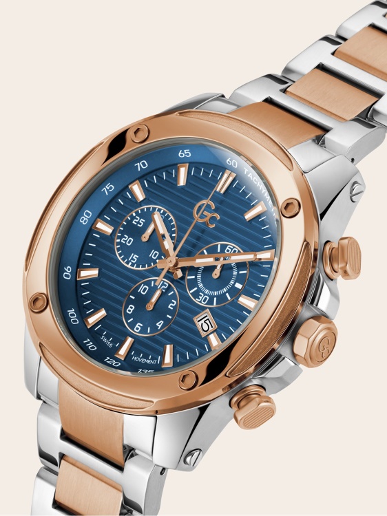 Gc стоманен хронограф часовник сребро Guess нова тенденция