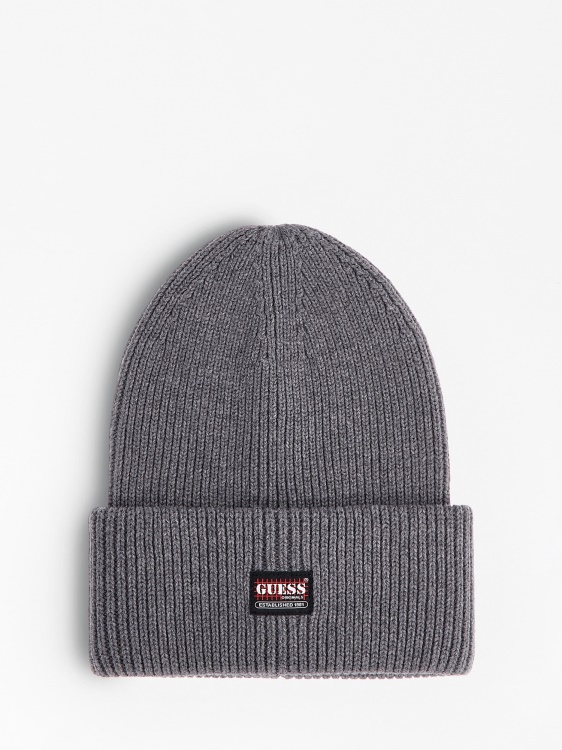 сива шапка с предно лого Guess