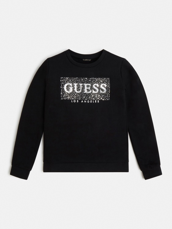 черен суичър с предно лого Guess нова тенденция