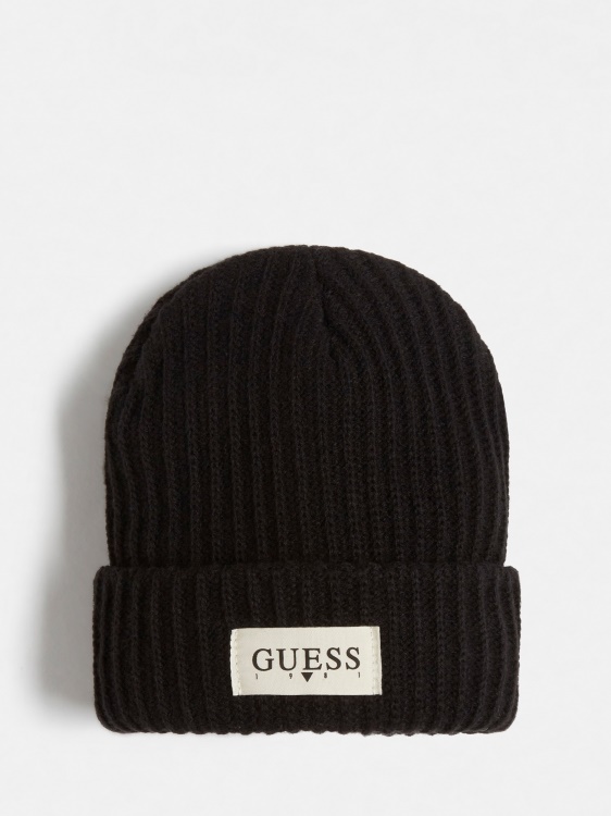 черна шапка с предно лого Guess