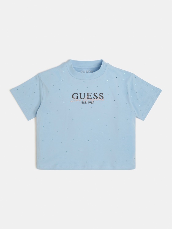 предна тениска с лого Guess светло синьо