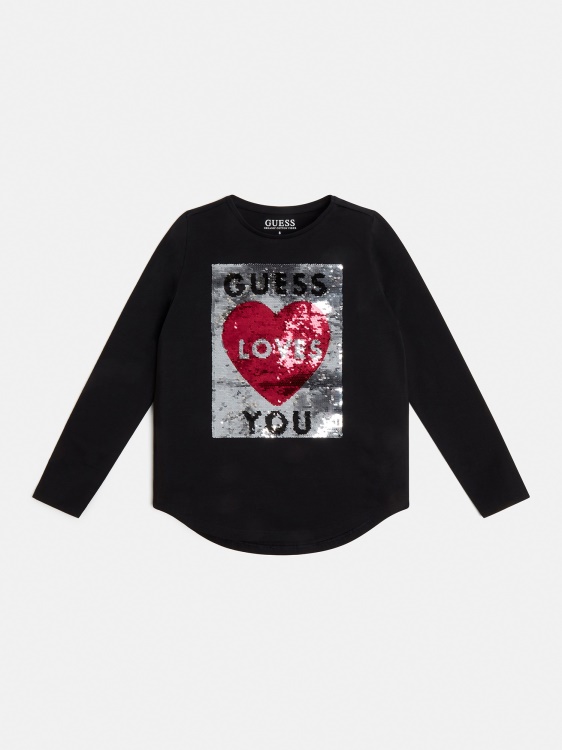 тениска Guess Black Front Logo нова тенденция
