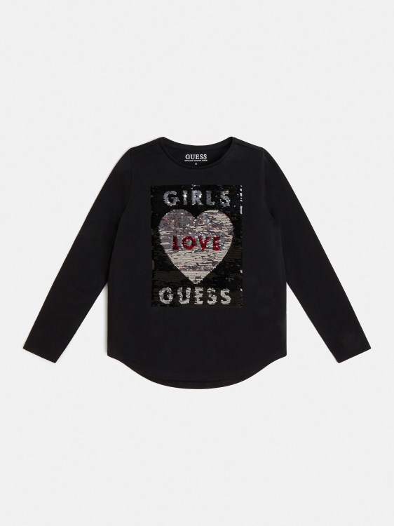 тениска Guess Black Front Logo нова тенденция