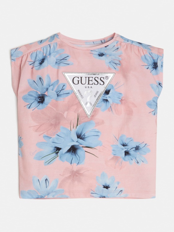 много розова тениска с лого Guess