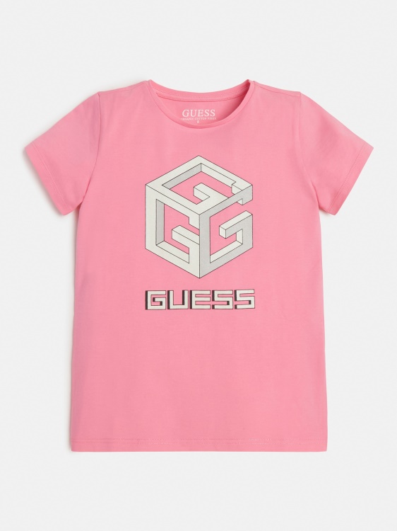 тениска с розово предно лого Guess