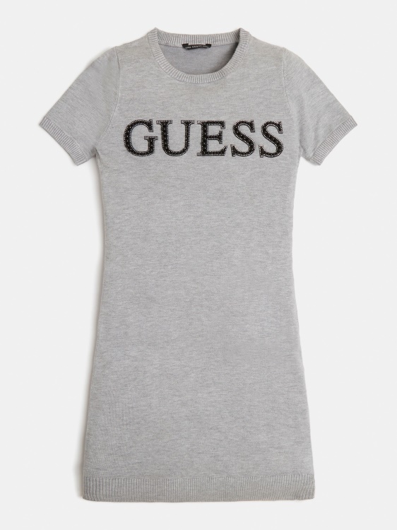 сива рокля с много предно лого Guess