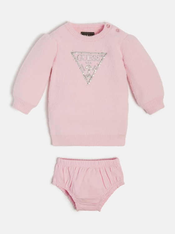 рокля и бикини с лого на Guess розов триъгълник