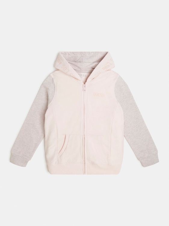 памучен суичър Guess розов