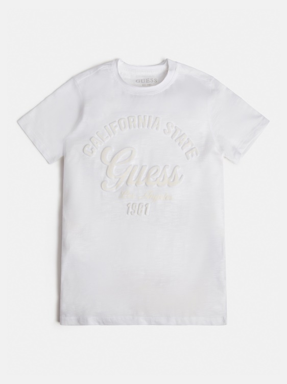 модна бяла тениска с лого отпред Guess New