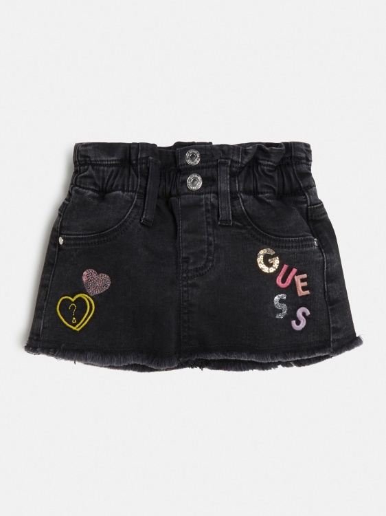 бродирана дънкова пола черна Guess