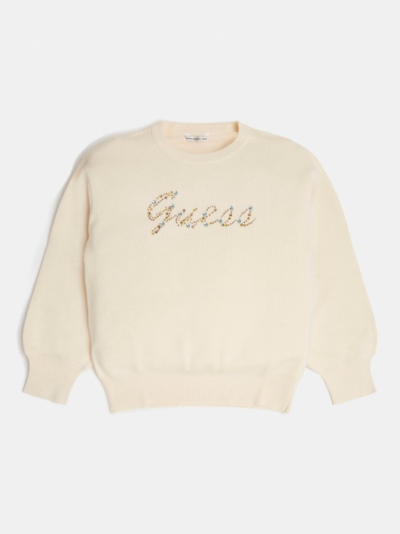 предно лого пуловер крем Guess