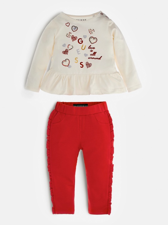 тениска и хавлиен панталон Guess бяло