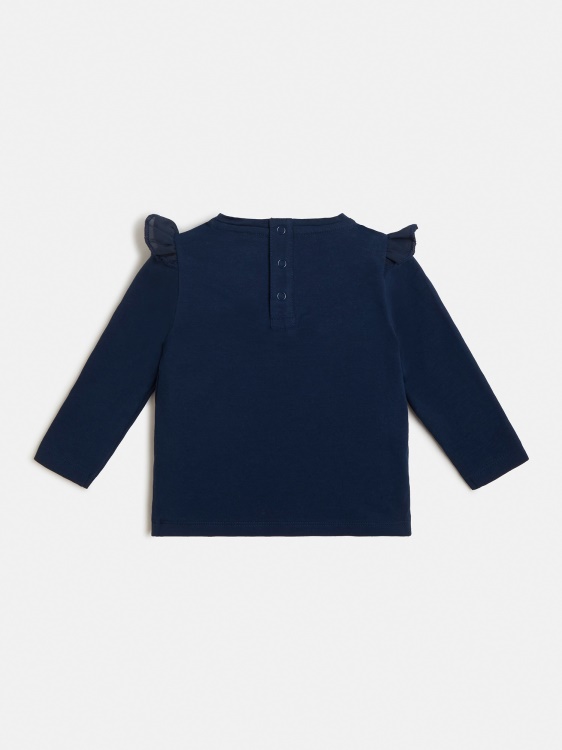 синя тениска от шифон с волани Guess