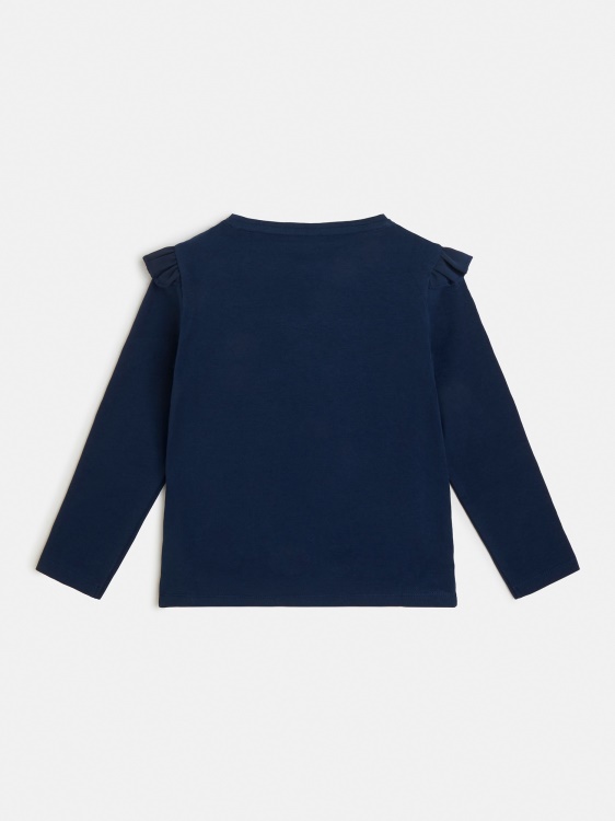 синя тениска от шифон с волани Guess