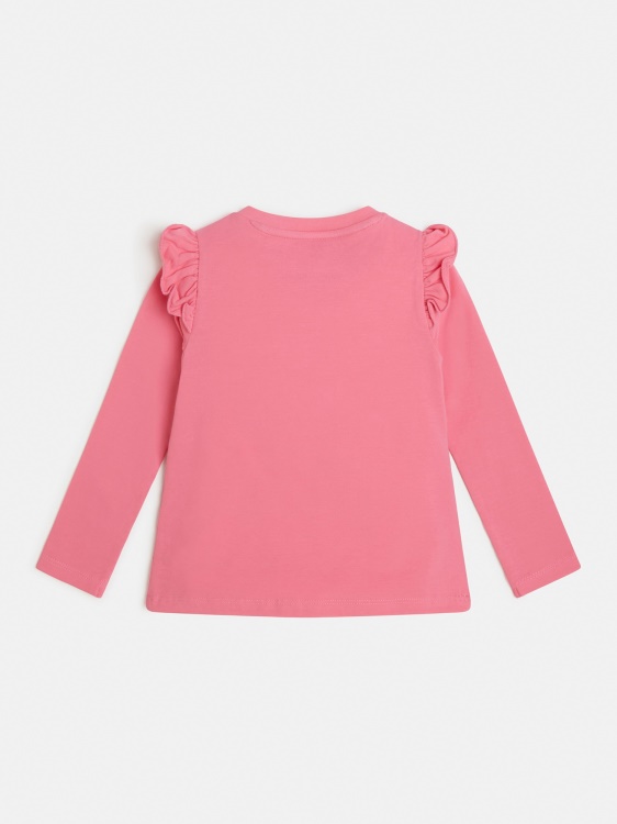 розова тениска с волани Guess