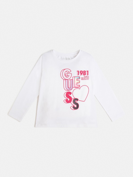 нова бяла тениска с предно лого Guess