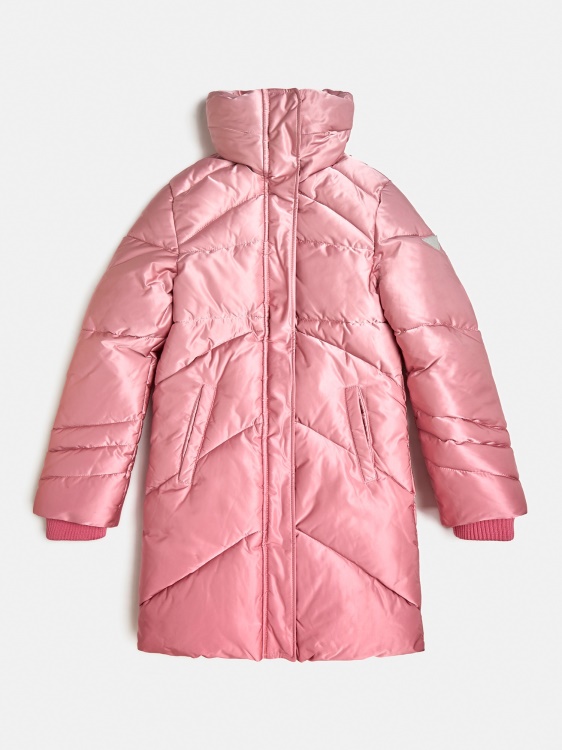 розово метално изглеждащо дълго пуфче Guess