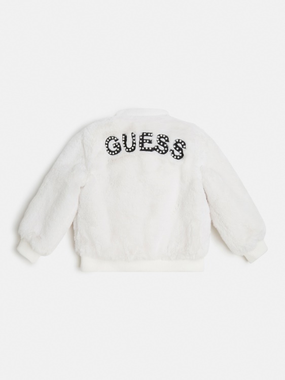 бомбардивач от изкуствена кожа Guess бяло