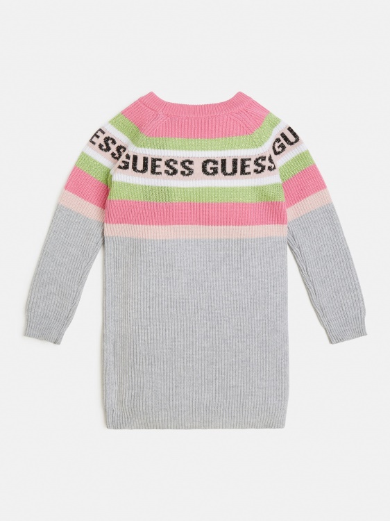 сива пуловерна рокля с много райета Guess