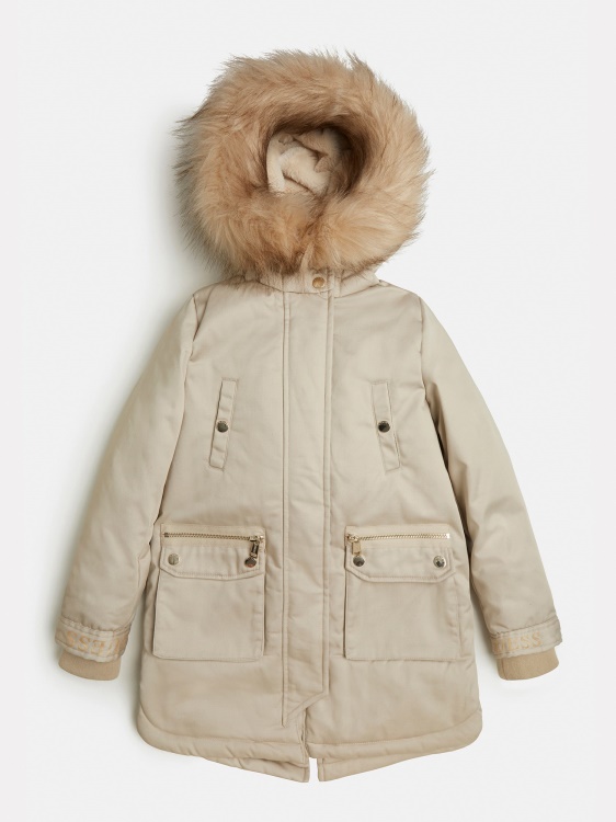 бежова парка с качулка Guess