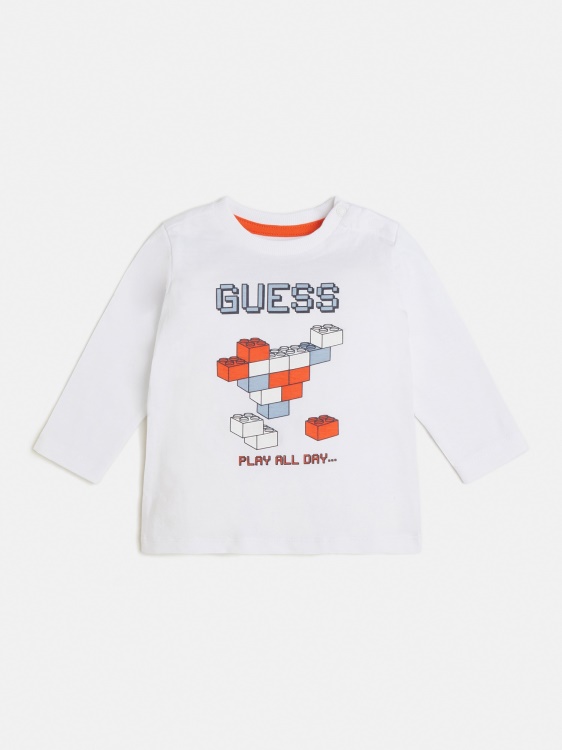 бяла предна тениска с лого Guess нова тенденция