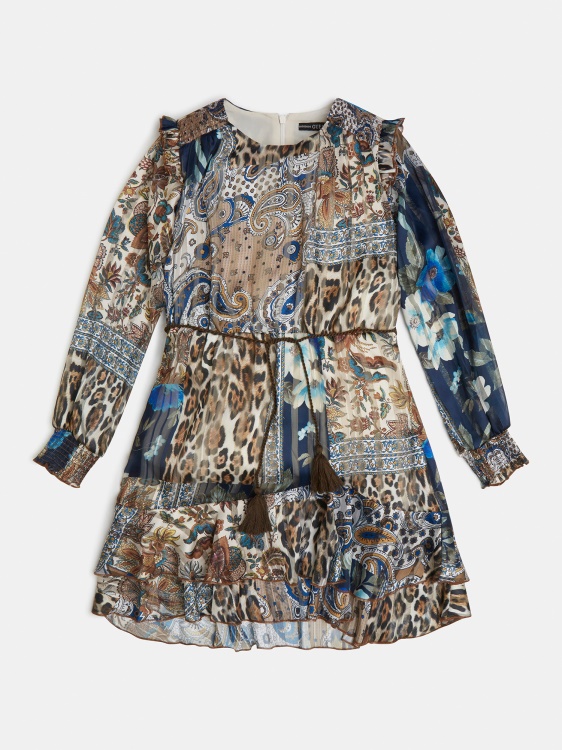 цяла рокля с принт Guess Blue Multi
