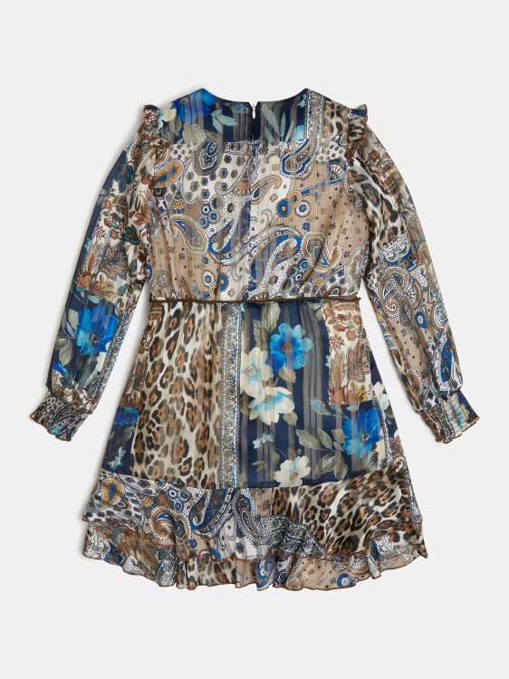 цяла рокля с принт Guess Blue Multi