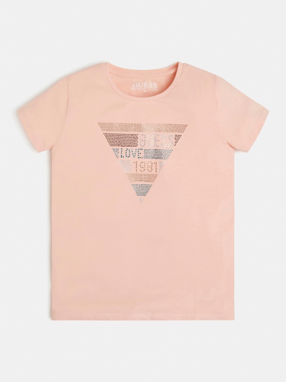 предна тениска с лого Guess розово