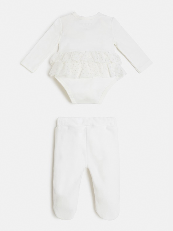 комплект панталон с предно лого Guess бял