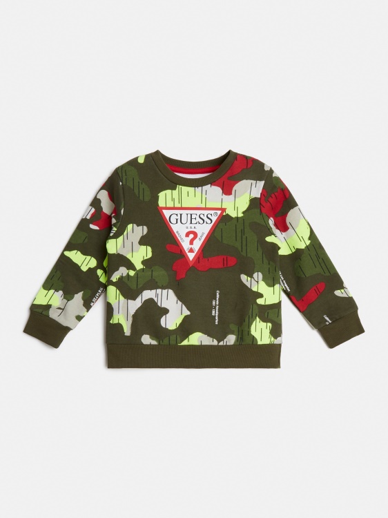 зелен суитшърт с щампа Multi Guess