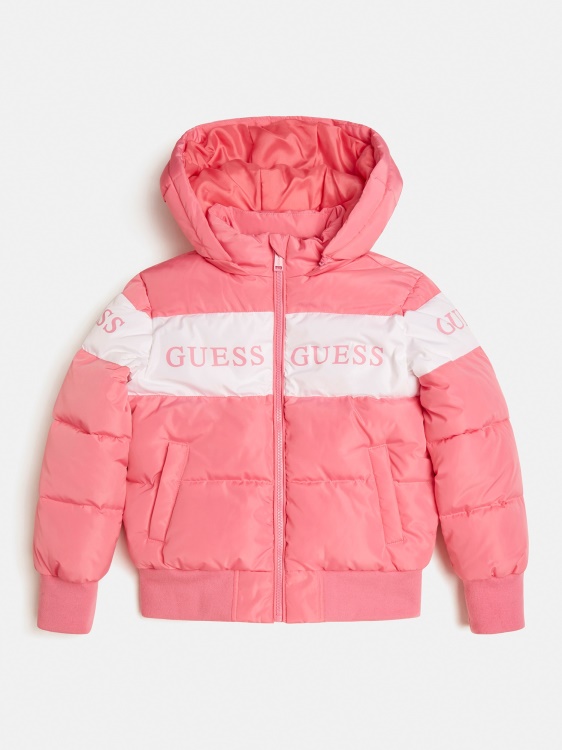 розов пуф с качулка Guess