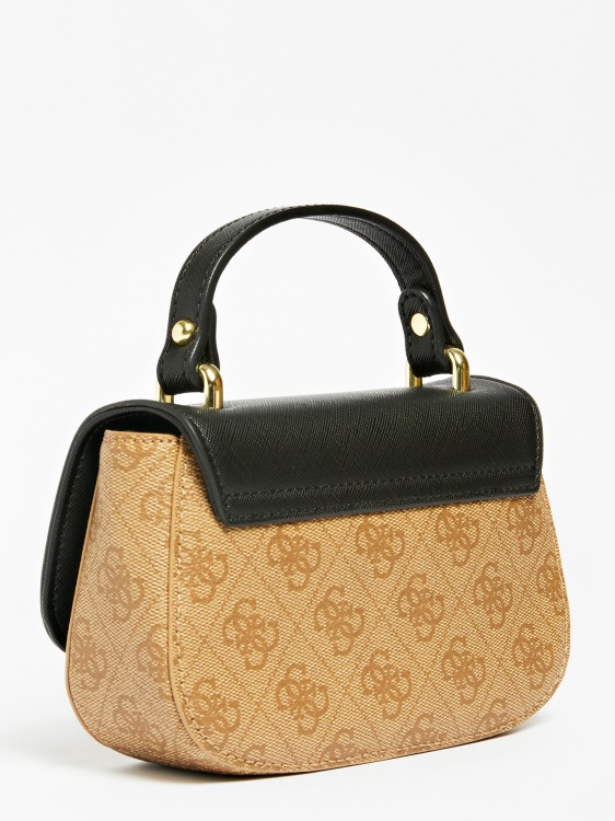 черна дамска чанта с лого Micole 4g ​​​​guess