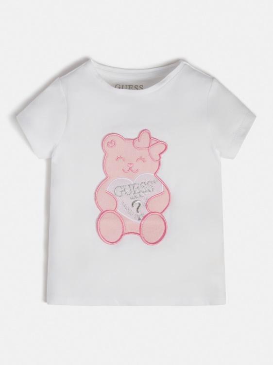 тениска с щампа отпред Guess бяла