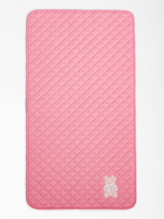 чанта за преобличане с предно лого Guess Pink