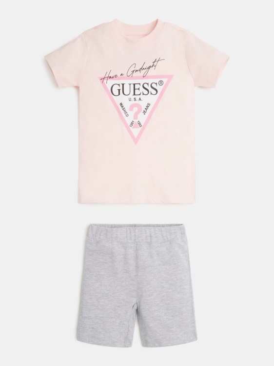 розов комплект тениска и шорти Guess