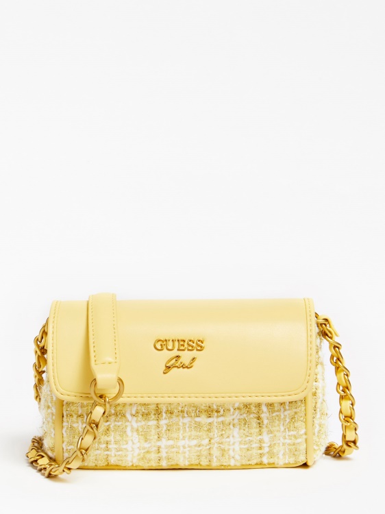 чанта за през рамо Danila от туид Lemon Guess