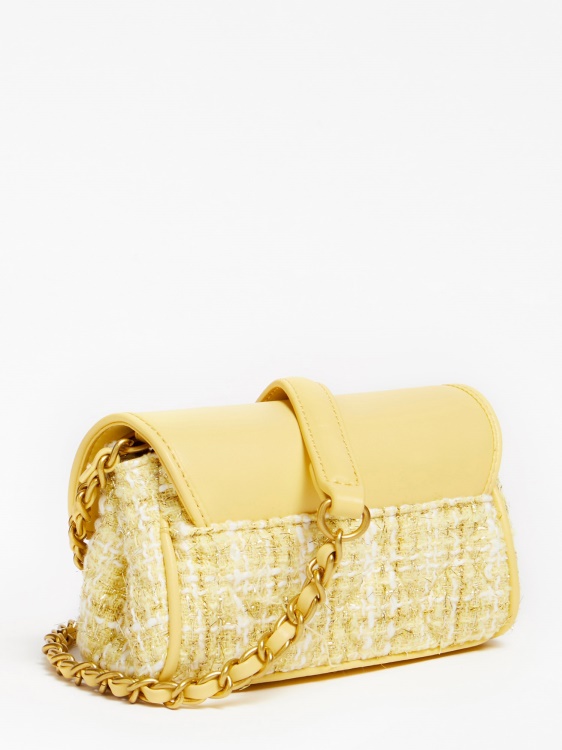 чанта за през рамо Danila от туид Lemon Guess