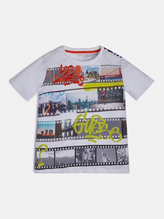 бяла тениска с щампа Guess